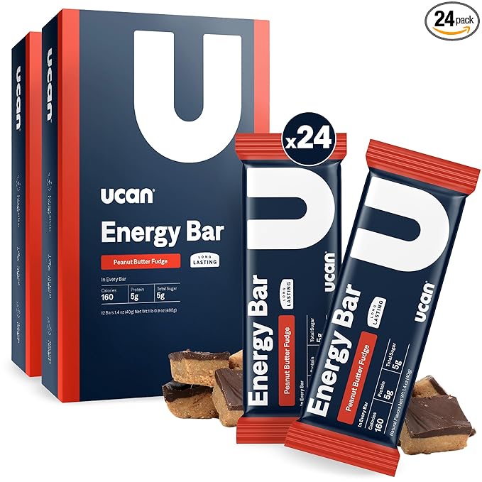 UCAN Energy Bars 2-Pack Bundle – Peanut Butter Fudge | 24 Bars Total (2 x 12 ct Boxes) | Low Sugar, Non-GMO, Keto-Friendly, Plant-Based, Gluten-Free, 1.4oz Bar