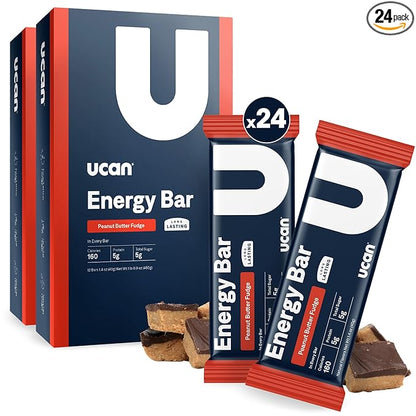 UCAN Energy Bars 2-Pack Bundle – Peanut Butter Fudge | 24 Bars Total (2 x 12 ct Boxes) | Low Sugar, Non-GMO, Keto-Friendly, Plant-Based, Gluten-Free, 1.4oz Bar