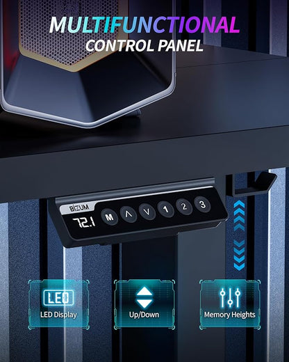 Standing Desk Electric Adjustable Computer Desk-Stand up Desk Office Gaming Home Office Memory Desks 48x24 inches Black
