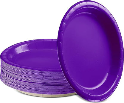 Disposable Paper Plates Purple, 6 3/4 Inches Paper Dessert Plates, Strong and Sturdy Disposable Plates for Party, Dinner, Holiday, Picnic, or Travel Party Plates, Pack of 50