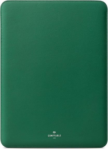 Comfyable Laptop Sleeve 14 Inch Precisely Compatible with MacBook Pro M4 M3 M2 M1 Pro/Max 2024, Genuine Leather Cover Case, Leafy Green