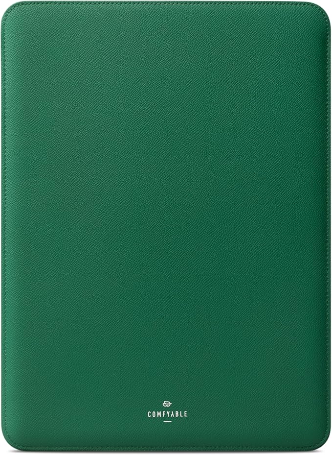 Comfyable Laptop Sleeve 13 Inch Precisely Compatible with MacBook Air M4 2025-2018 & MacBook Pro M2 2022 M1 2020-2016, Genuine Leather Cover Case, Leafy Green