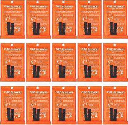 Jerify 15 Pcs Fire Blanket - Fiberglass Fire Emergency Flame Retardant Safety Fireproof Safety Suppression Cover Blanket for Kitchen, Home, Car and Office - 39 x 39 Inch (Orange)