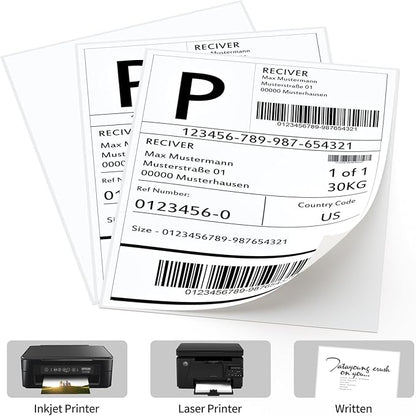 8.5" x 11" Sticker Paper for Inkjet Printers - 300 Sheets Full Sheet Shipping Labels Printable Full Page Labels 8.5×11 White Sticker Paper for Laser Printing - Matte | Laser Inkjet Printer Labels - TrueDesk