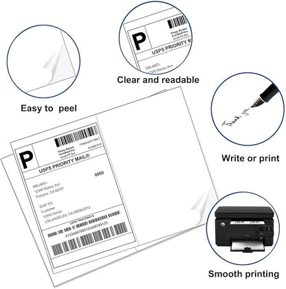 8.5" x 5.5" Address Labels, Half Sheet Shipping Labels, 2000 Sheets Self Adhesive Mailing Labels for Laser & Inkjet Printers (4000 Labels) | Laser Inkjet Printer Labels - TrueDesk