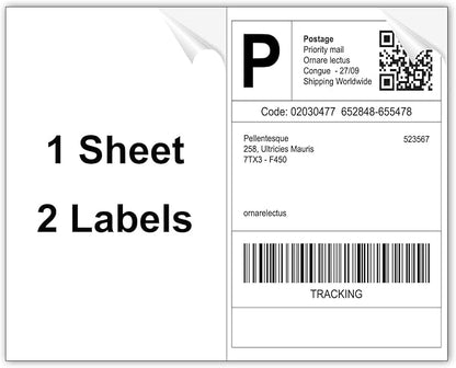 8.5" x 5.5" Half Sheet Label Self Adhesive Shipping Labels for Laser & Inkjet Printers, Printable White Shipping Label 2 per Sheet, 500 Labels | Laser Inkjet Printer Labels - TrueDesk