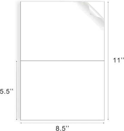 8.5"x5.5" Shipping Labels, Matte White Printable Labels, 80 Total (40 Sheets, 2 - Up), Compatible with Laser & Inkjet Printers for Packaging & Mailing | Laser Inkjet Printer Labels - TrueDesk