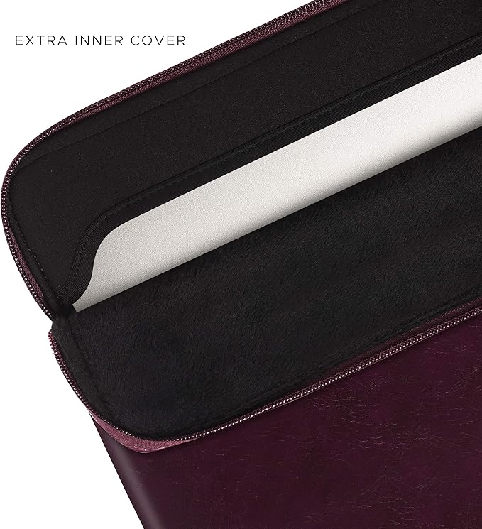 Comfyable Slim Protective Laptop Sleeve Compatible with 13/13.3/14 Inch MacBook Air & MacBook Pro, Mac Travel Case, Laptop Pouch, Slim PU Leather Cover M4/M3/M2/M1 2025-2021, Berry Brown