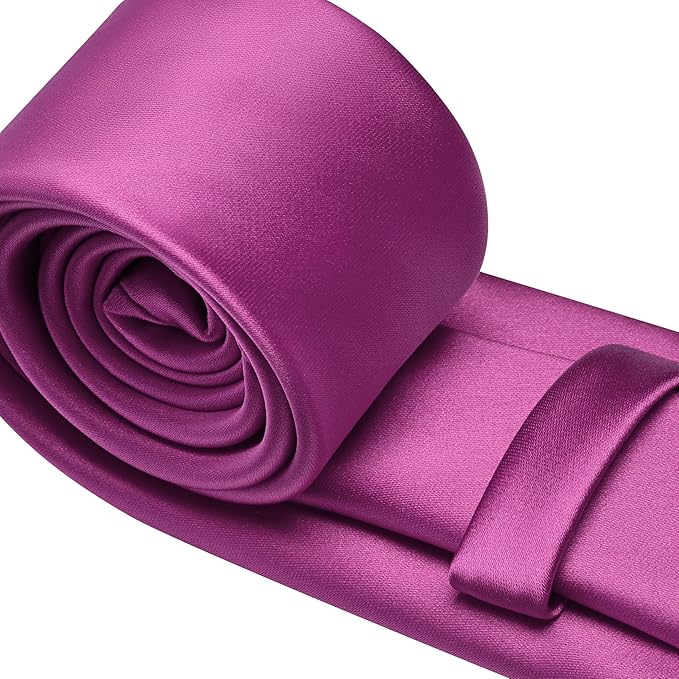 Branduce 3.15"（8cm） Mens Solid Satin Tie Pure Color Necktie for Business and Wedding + Gift Box