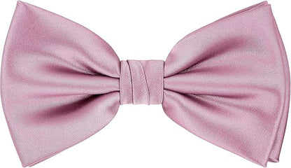 TIE G 5pcs Tie Set in WHITE OR BLACK GIFT BOX: Solid Color Necktie, Satin Bow Tie, Pocket Square, Lapel, Cuff Links