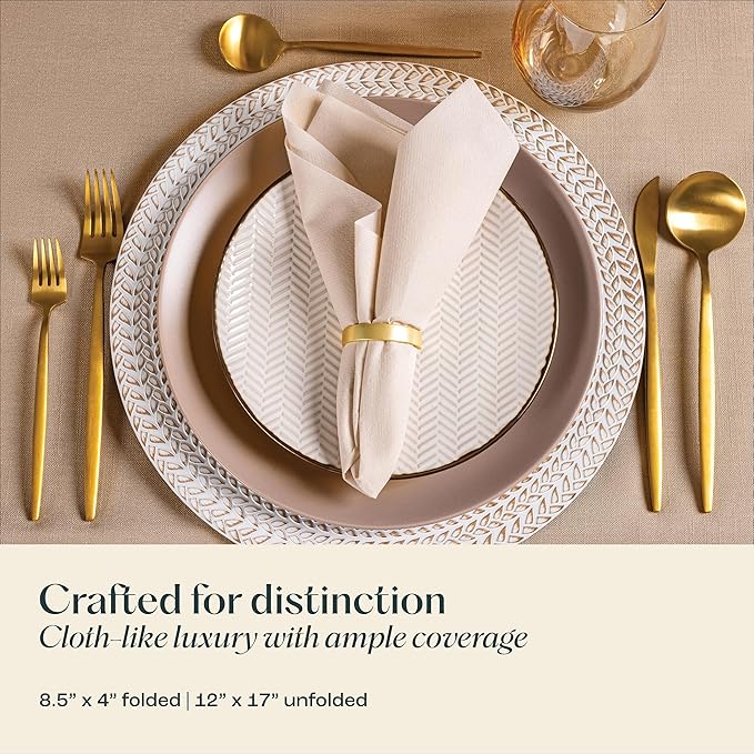 200-Pack Disposable Linen-Feel Green Napkins, 12" x 17" Cloth-Like Paper Dinner Napkins For Christmas, Wedding, Bathroom, Party Or Event