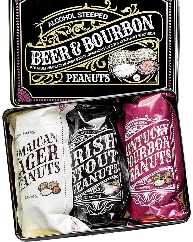Nuts Gift Basket for Men, Unique Flavored Peanuts Assortment in a Cool Tin Gift Box, Birthday Gift for Men, Great Gift for Men, Healthy Snack