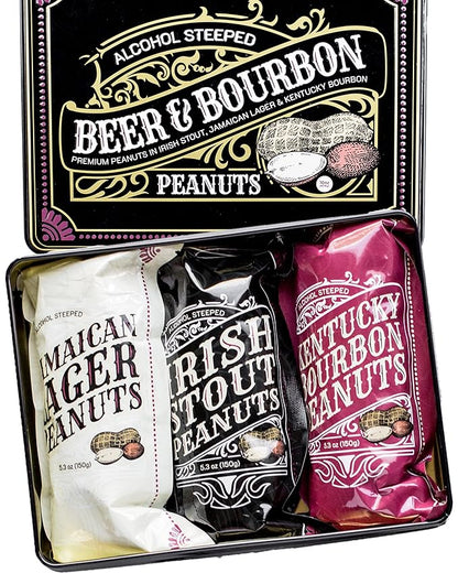 Nuts Gift Basket for Men, Unique Flavored Peanuts Assortment in a Cool Tin Gift Box, Birthday Gift for Men, Great Gift for Men, Healthy Snack