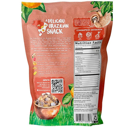 Snack Tropical Trail Mix 7 oz – The True Organic Brazil Nuts Roasted + Dried Apple + White Raisins + Dried Pineapple + Passion Fruit Nibs – Kosher – Fresh, Vegan and Gluten Free – Forest Up