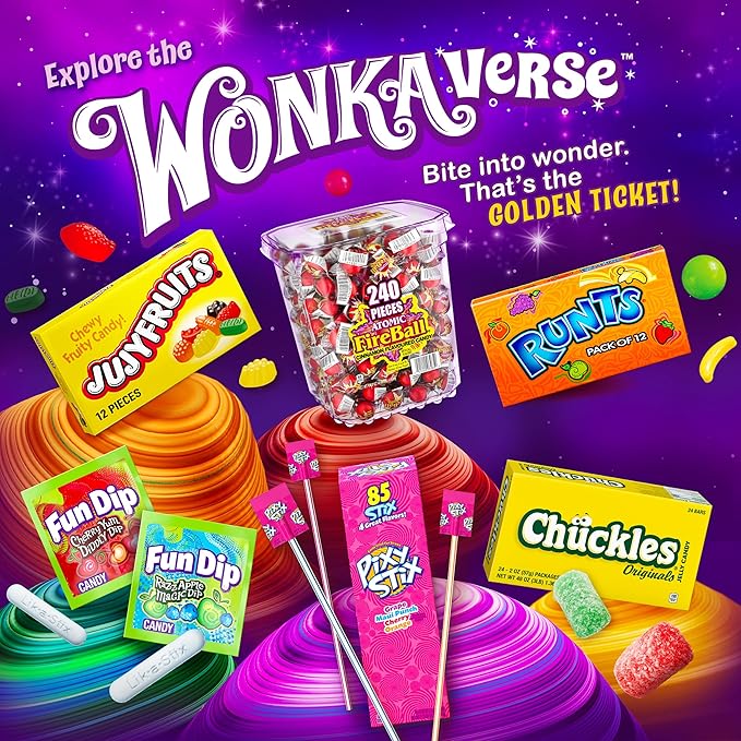Wonka Runts Hard, Chewy & Fruity Candy, 5 Ounce Theater Candy Boxes (Pack of 12)