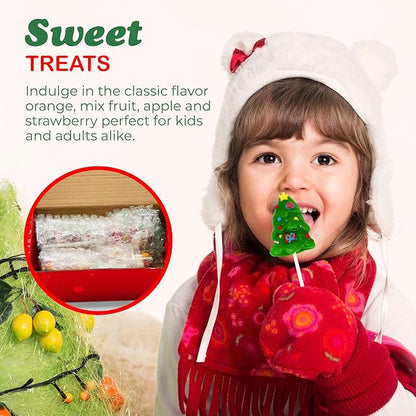 4E's Novelty 24 Pack Christmas Lollipops Santa, Snowman, Reindeer, Tree, Christmas Lollipops Individually Wrapped Bulk, Candy Suckers, Stocking Stuffer Candy for Kids & Adults