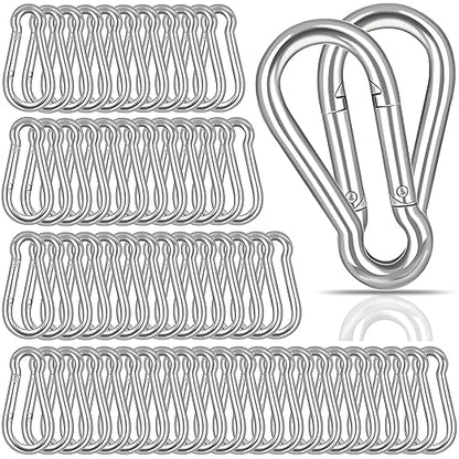 100PCS M6 2-3/8" Spring Snap Hooks Heavy Duty Carabiner Clips, 2.4" Galvanized Steel Quick Link Clip, 260LBS Holding Capacity Keychain Clip for Swing Hammock Gym Outdoor Hiking Camping