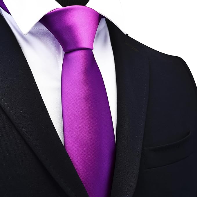 Branduce 3.15"（8cm） Mens Solid Satin Tie Pure Color Necktie for Business and Wedding + Gift Box