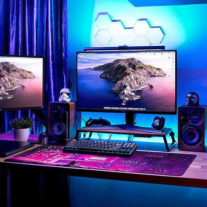 Gaming Laptop Mouse Pad,Sea Wave Big Mice Pads PC Keyboard Waterproof and Non-Slip 31.5" x 11.9" 0.12" Thick XL,XXL Rubber Table Mat, Purple Cyberpunk City Night View