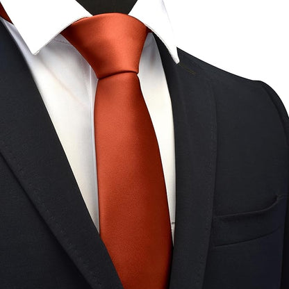 Branduce 3.15"（8cm） Mens Solid Satin Tie Pure Color Necktie for Business and Wedding + Gift Box