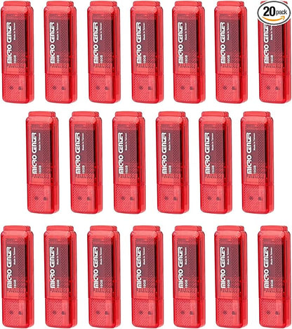 INLAND Micro Center Super Speed 20 Pack 16GB USB 3.0 Flash Drive Memory Stick Thumb Drive Data Storage Jump Drive Bulk, Much Faster Than USB2.0 Flash Drive, Red
