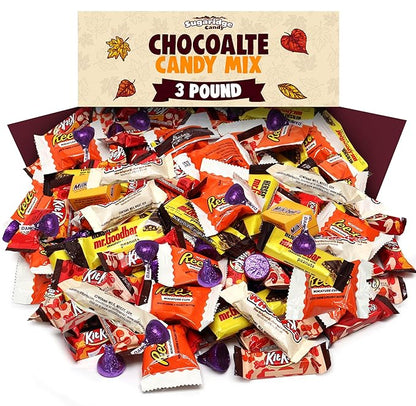 Thanksgiving Candy Bulk Assorted Chocolate Candy Variety Pack - 3 lb Large Mix Individually Wrapped Party Chocolates for Basket Fillers, Party Favors & Treat Bags
