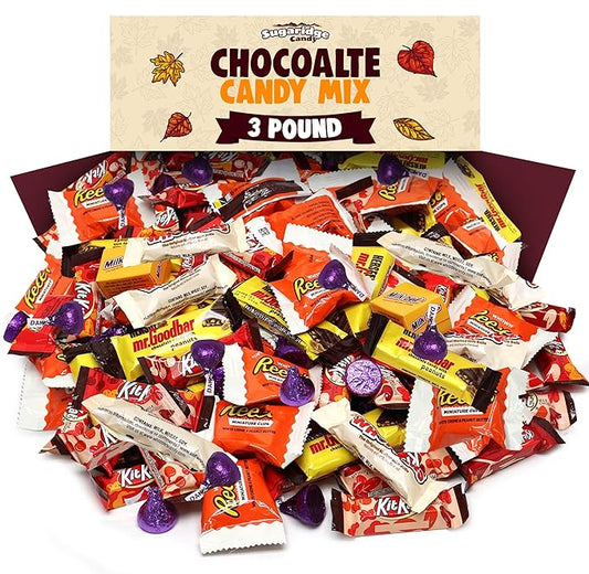 Thanksgiving Candy Bulk Assorted Chocolate Candy Variety Pack - 3 lb Large Mix Individually Wrapped Party Chocolates for Basket Fillers, Party Favors & Treat Bags