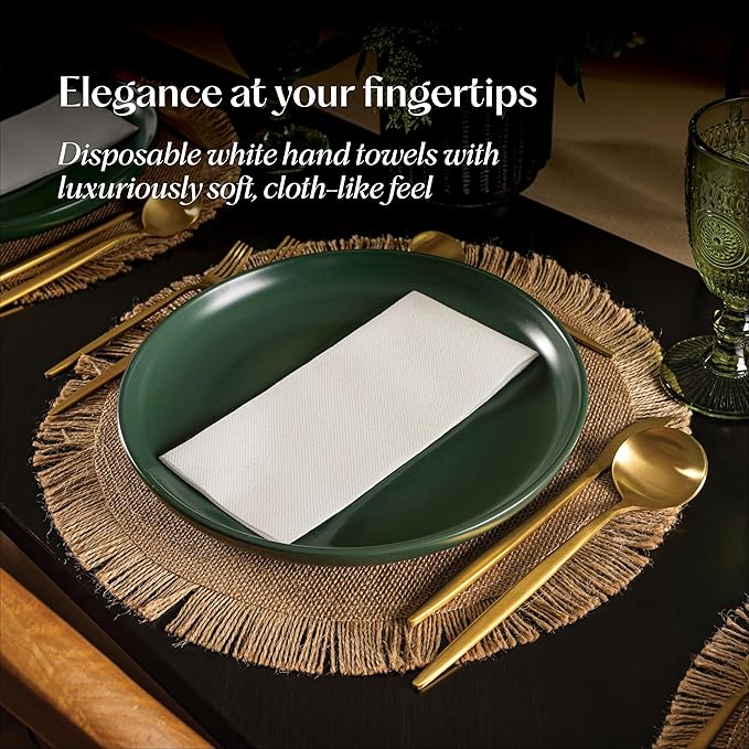300-Pack Servietto Disposable Linen-Feel Guest Towels - 12" x 17" Disposable Cloth-Like Hand Towels - Made In USA, Soft and Absorbent Paper Napkin for Kitchen, Bathroom, Party, Wedding, Or Event