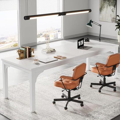 6.56 FT Conference Table, Super Sturdy Large Rectangle Meeting Seminar Table for 8 Person, Long Business Tables (White, 1PC)