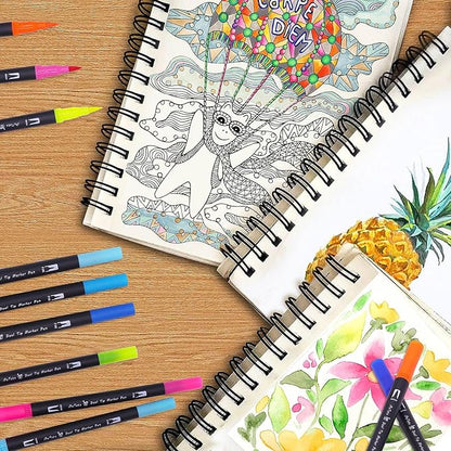 Double Tip Brush Pens Art Markers (72 Colors), Fine Tip Acrylic Coloring Markers for Painting, Highlighting, Card Making, Gifts for Kids Adult, Craft Kit for Office School Supplies
