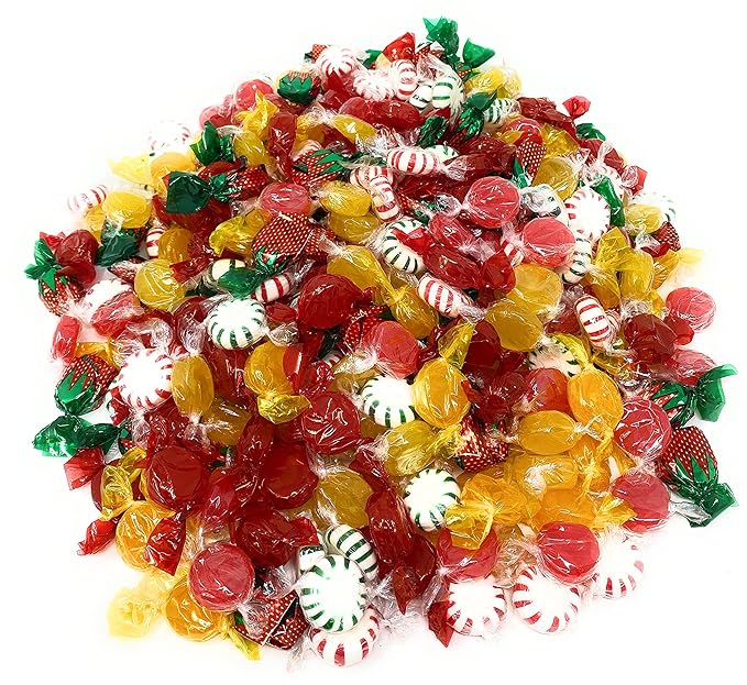 Holiday Special Assortit American Favorites Candy Party Mix Individually Wrapped Hard Candies Bulk Assortment 7 Flavors Variety Pack Resealable Pouch 4 Lb 300+pcs (64 Oz)