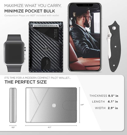 Suavell Slim Wallets for Men. RFID Money Clip Wallet, Slim Wallet, Thin Front Pocket Credit Card Wallet, Minimalist Bifold (Charcoal Rust Pilot)