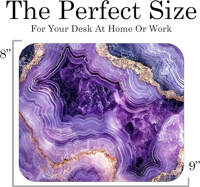 Purple Marble Agate Mouse Pad Mat Mousepad for Desk Computer Laptop PC Gaming Home or Office Gift Marbled Abstract (Amethyst MP 47)