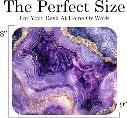 Purple Marble Agate Mouse Pad Mat Mousepad for Desk Computer Laptop PC Gaming Home or Office Gift Marbled Abstract (Amethyst MP 47)