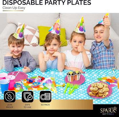 Disposable Paper Plates Bright Pink, 6 3/4 Inches Paper Dessert Plates, Strong and Sturdy Disposable Plates for Party, Dinner, Holiday, Picnic, or Travel Party Plates, Pack of 50