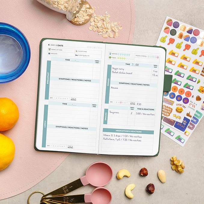 Clever Fox Food Sensitivity Journal Pocket – Daily Intolerance & Symptom Log for IBS, Diabetic, Low Fodmap, Elimination Diet – Health Tracker, 3.7x6.7 (Forest Green)