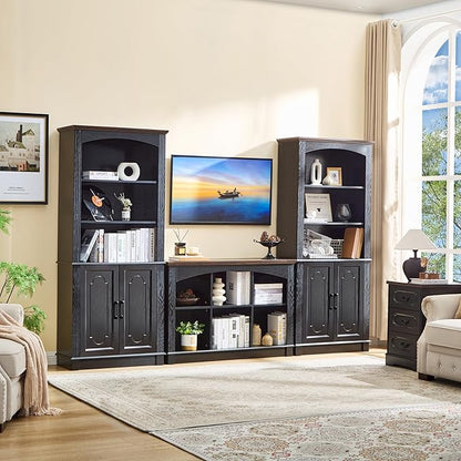 Black Bookshelf, 6-Cube Bookcase and Kids Bookshelf, Wooden Storage Cabinet with Cube Organizer, Modern Book Shelf for Bedroom Furniture, Living Room, Office Storage, Toy Organizer, Display Cabinet