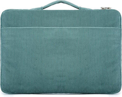 Kinmac Green Corduroy 360° Heavy Duty Protective Laptop Sleeve Case Bag Cover with Handle for MacBook Air 13 inch,iPad Pro 13 inch and 13.3 inch HP,Dell,Lenovo,Asus,Acer Laptop