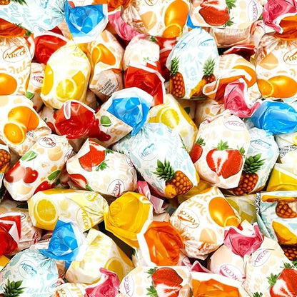 Holiday Fruit Filled Hard Candies - 3 lbs - Strawberry, Cherry, Pineapple, Orange and Lemon Flavored Bon Bons Filled with Real Fruit Pulp Bulk American Vintage Candy Assortment 48 oz.