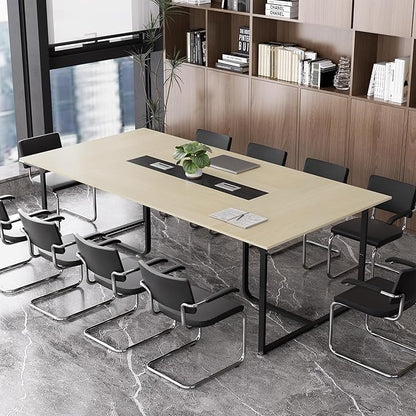 8FT Conference Table,Conference Room Table with Grommet,Stable Structure,Adjustable Foot Pads,Large Seminar Table for Office Meeting 94.4 L x 47.2 W x30.7 H (Wood)