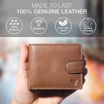 Soft Leather Wallet for Men - Mens Wallet Bifold with Zipper Coin Pocket - Holds Bills, Credit Cards, Coins - Carteras para Hombres Piel - Billeteras de Hombres Cuero Original - RFID Blocking.