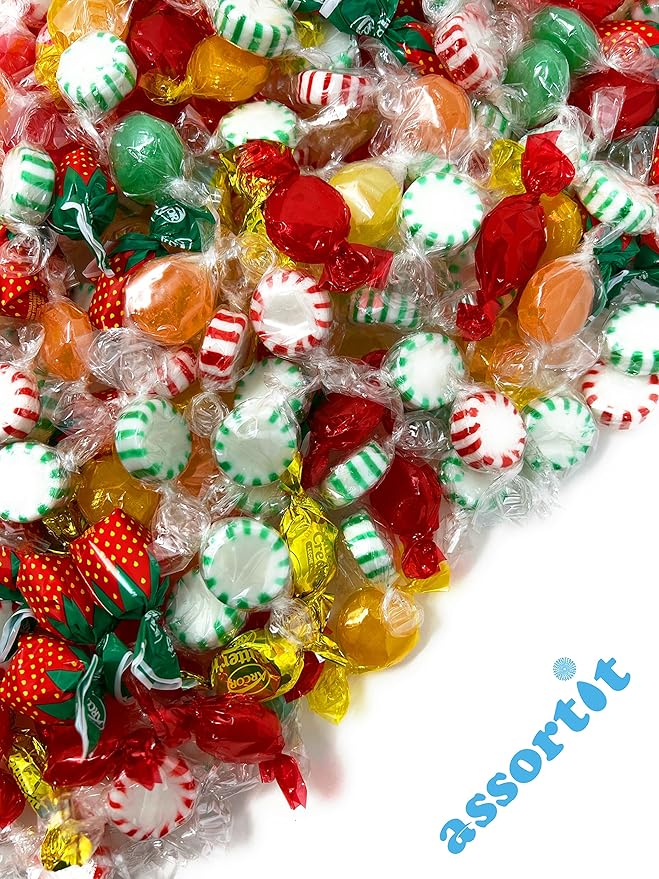 Holiday American Old Fashioned Hard Candy - 6 lbs - Peppermint and Spearmint Starlights, Cinnamon Disks, Butterscotch, Strawberry Jelly Filled Candy and Fruity Hard Candy - Bulk Holiday Classics Assortment- Individually Wrapped, 96 oz.