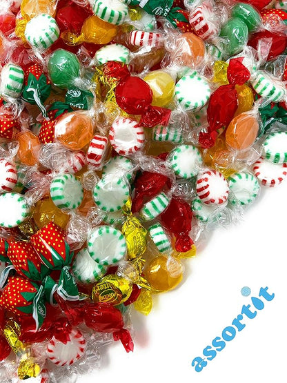 Holiday American Old Fashioned Hard Candy - 6 lbs - Peppermint and Spearmint Starlights, Cinnamon Disks, Butterscotch, Strawberry Jelly Filled Candy and Fruity Hard Candy - Bulk Holiday Classics Assortment- Individually Wrapped, 96 oz.