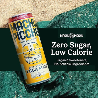 MACHU PICCHU ENERGY, Non-Carbonated Zero Sugar Yerba Mate, Clean Energy Drink Alternative, 12oz (Pack of 12) – 120mg Organic Green Coffee Bean Caffeine, Low Calorie, USDA Organic, No Artificial Flavors (Wild Berry)