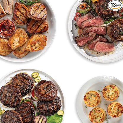 Omaha Steaks Ultimate Ribeye Gift Package (4 Bacon-Wrapped Ribeyes, 4 Air-Chilled Chicken Breasts, 4 PureGround Filet Mignon Burgers, 4 Kielbasa Sausages, 4 Scalloped Potatoes, 4 Caramel Apple Tartlets, 1 jar Omaha Steaks Seasoning)