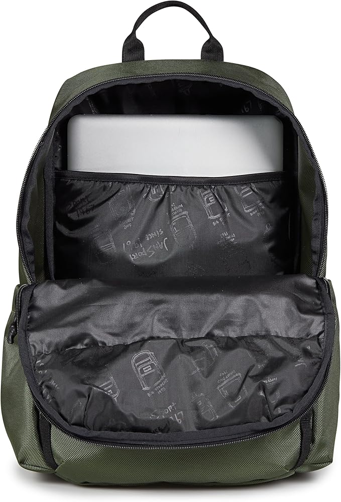 JanSport Venture Daypack – Travel Pack With Large Main Compartment, Padded Laptop Sleeve, Dual Water Bottle Pockets, and Attachment Buckles, Cargo Green