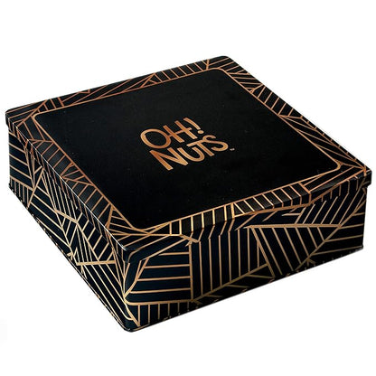 Oh! Nuts Chocolate Gift Basket - 6 Section Candy Square Metal Tin Box - Gourmet Assorted Chocolate Gifts Baskets - Healthy Chocolate Gifts Box for Birthday, Holiday, Corporate, Family, Men & Women