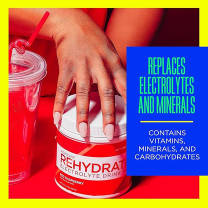 AdvoCare Rehydrate - Electrolyte Drink Mix - Includes Magnesium, Sodium, Potassium & Calcium - Antioxidant & Amino Acid Fortified - Supports Hydration & Recovery - Red Raspberry, 12.7 oz