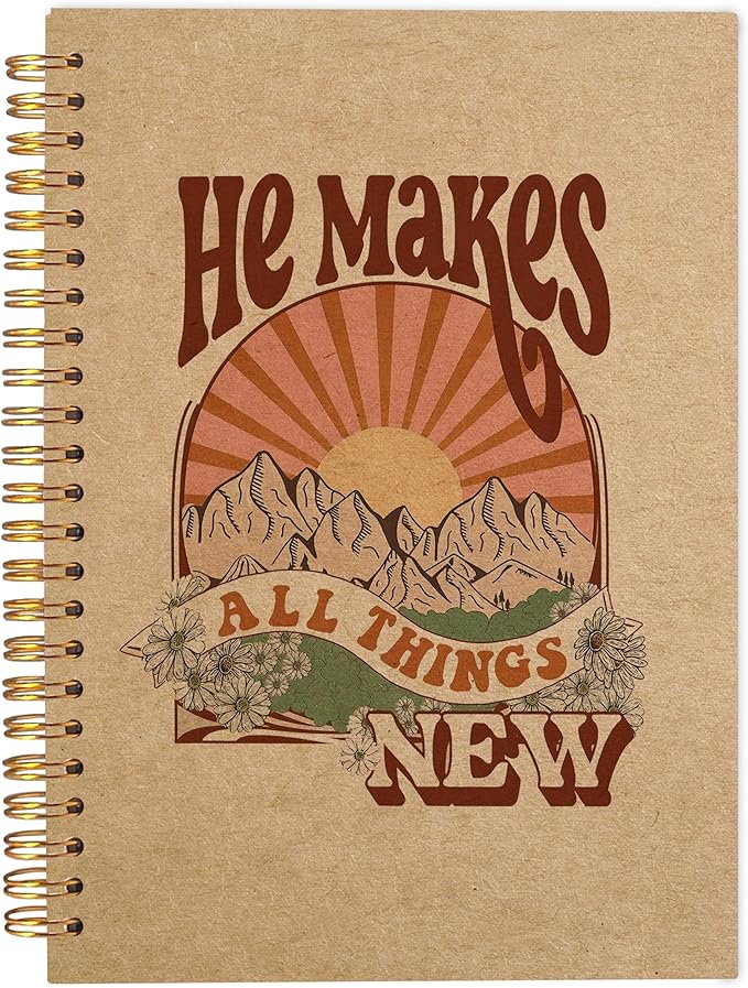 Christian Spiral Notebook,Christian Journal,Christian Notebook for Women Men Writing,Bible Cover Spiral Notebook 8.3×5.5 Inch Kraft Paper