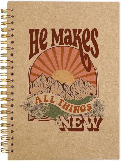 Christian Spiral Notebook,Christian Journal,Christian Notebook for Women Men Writing,Bible Cover Spiral Notebook 8.3×5.5 Inch Kraft Paper